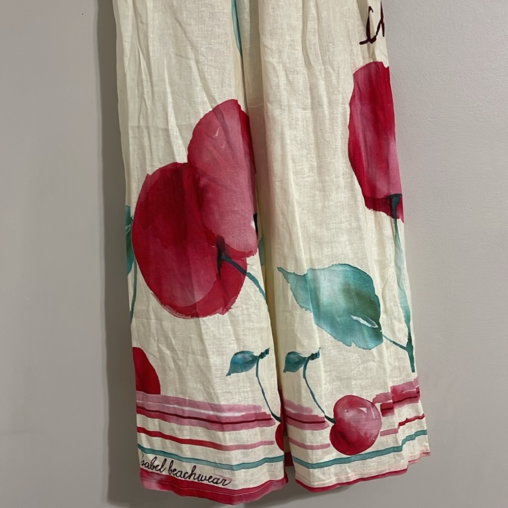 Isabel Beachwear linen blend pull on Cherry Pants small - Picture 5 of 10